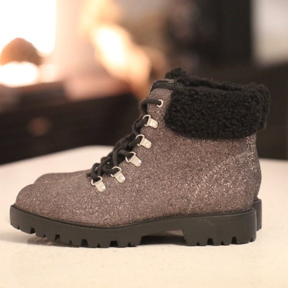 NWOT Justfab Sparkle Bronze Combat Bootie - Picture 2 of 4